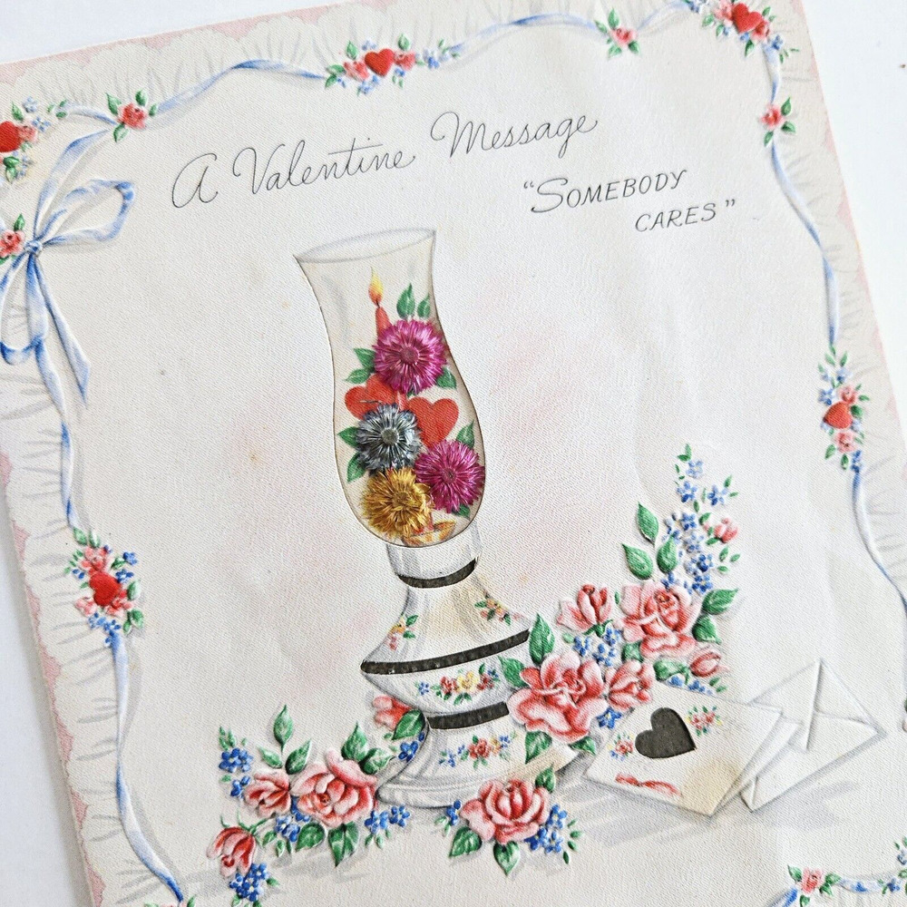 Vintage Hallmark Valentine Day Card Love Note Floral Cottagecore Cute Retro 1945